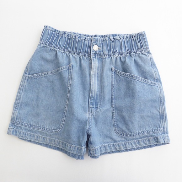 Madewell Pants - Madewell Womens Denim Pull-On Paperbag Utility Shorts Blue Elastic Waist Size 25